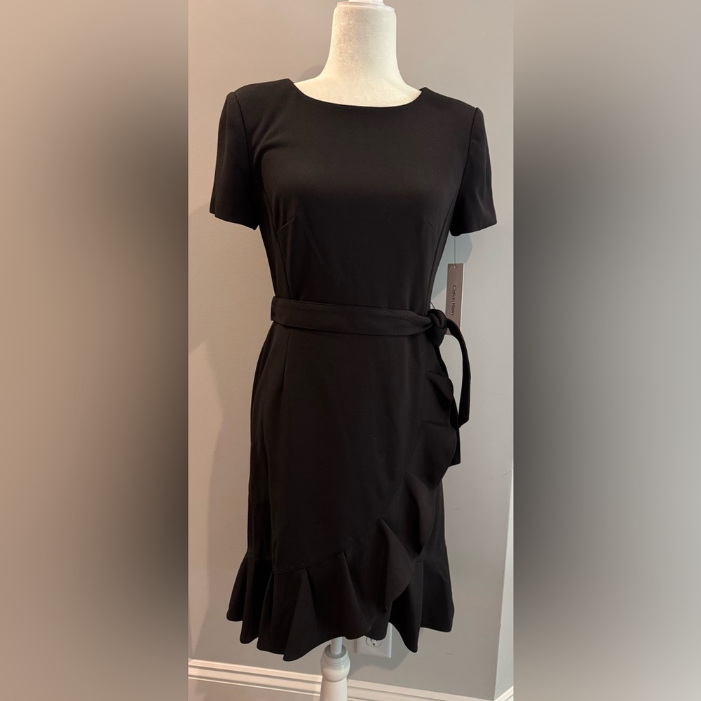 Calvin Klein Black Sheath Mini Dress with Slit